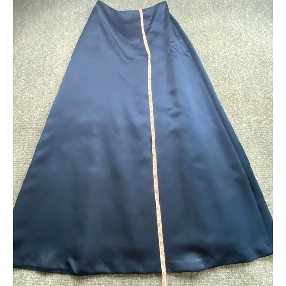After Six Dress Womens 10 Blue Matte Satin 2pc Formal Gown Top‎ Long Skirt VTG - Picture 6 of 16
